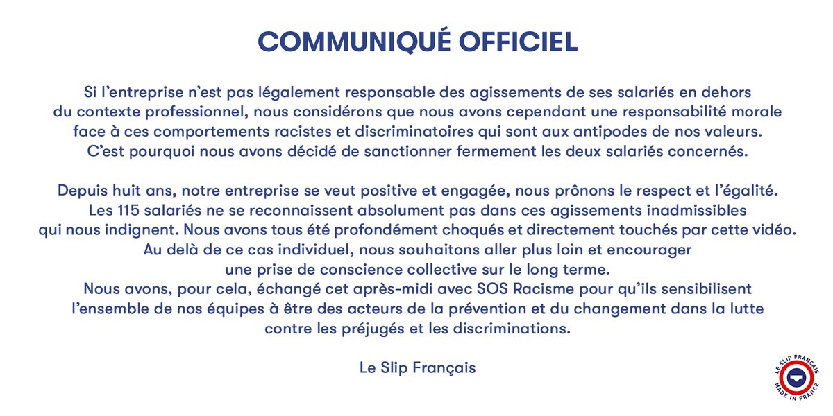 communiqué officiel le slip français