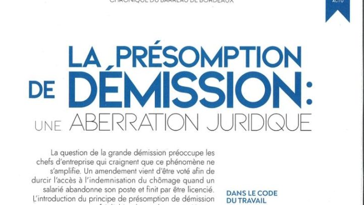 présomption de démission abandon de poste avocat bordeaux